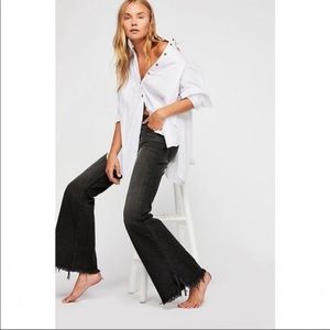 Free People We The Free Raw Hem Black Flare Jeans Size 25